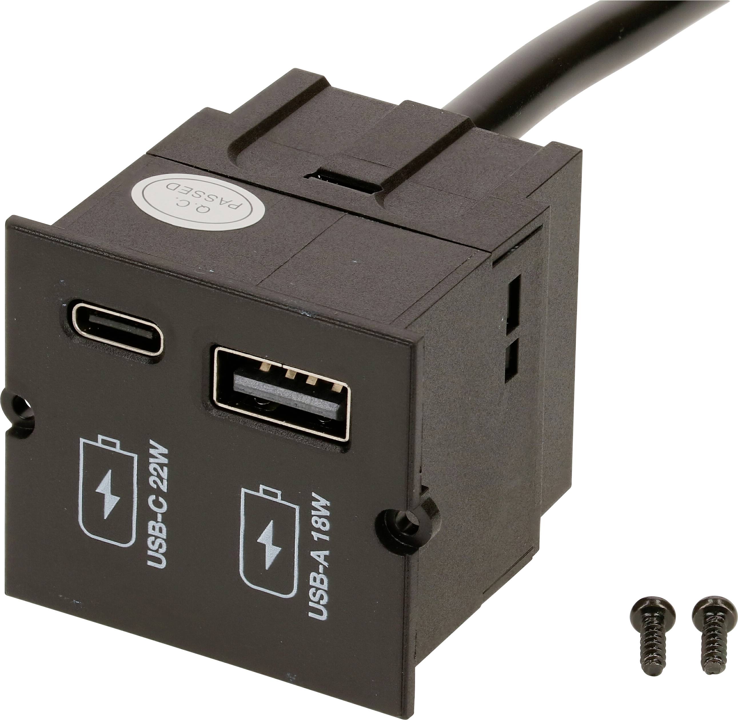 BACHMANN Custom Modul USB Charger Typ A & C 22W, Quickcharge, schwarz-3