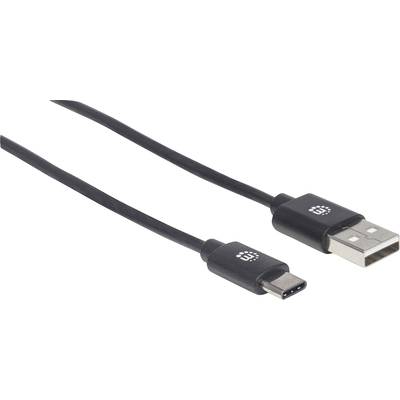 Manhattan USB-Kabel USB 2.0 USB-A Stecker, USB-C® Stecker 3.00 m Schwarz  354936