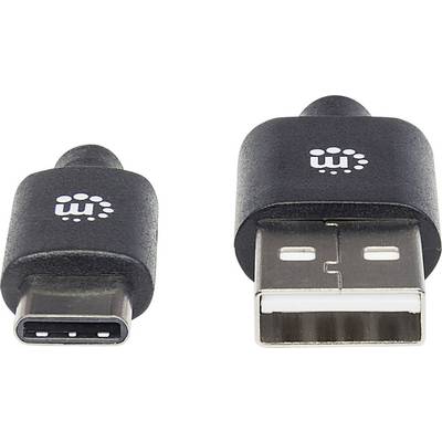Zwei USB-Stecker: links USB-C, rechts USB-A. Beide sind schwarz mit einem weißen Symbol oben.