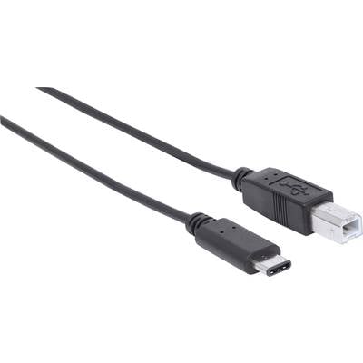 Manhattan USB-Kabel USB 2.0 USB-B Stecker, USB-C® Stecker 2.00 m Schwarz  354950