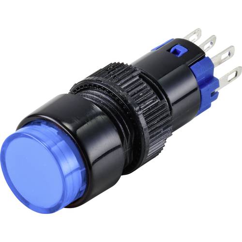 Thumbnail - TRU COMPONENTS TC-9428080 LAS2Y-11Z/B/12V Druckschalter 250 V 3 A 1 x Aus/Ein rastend Blau IP40 1 St.