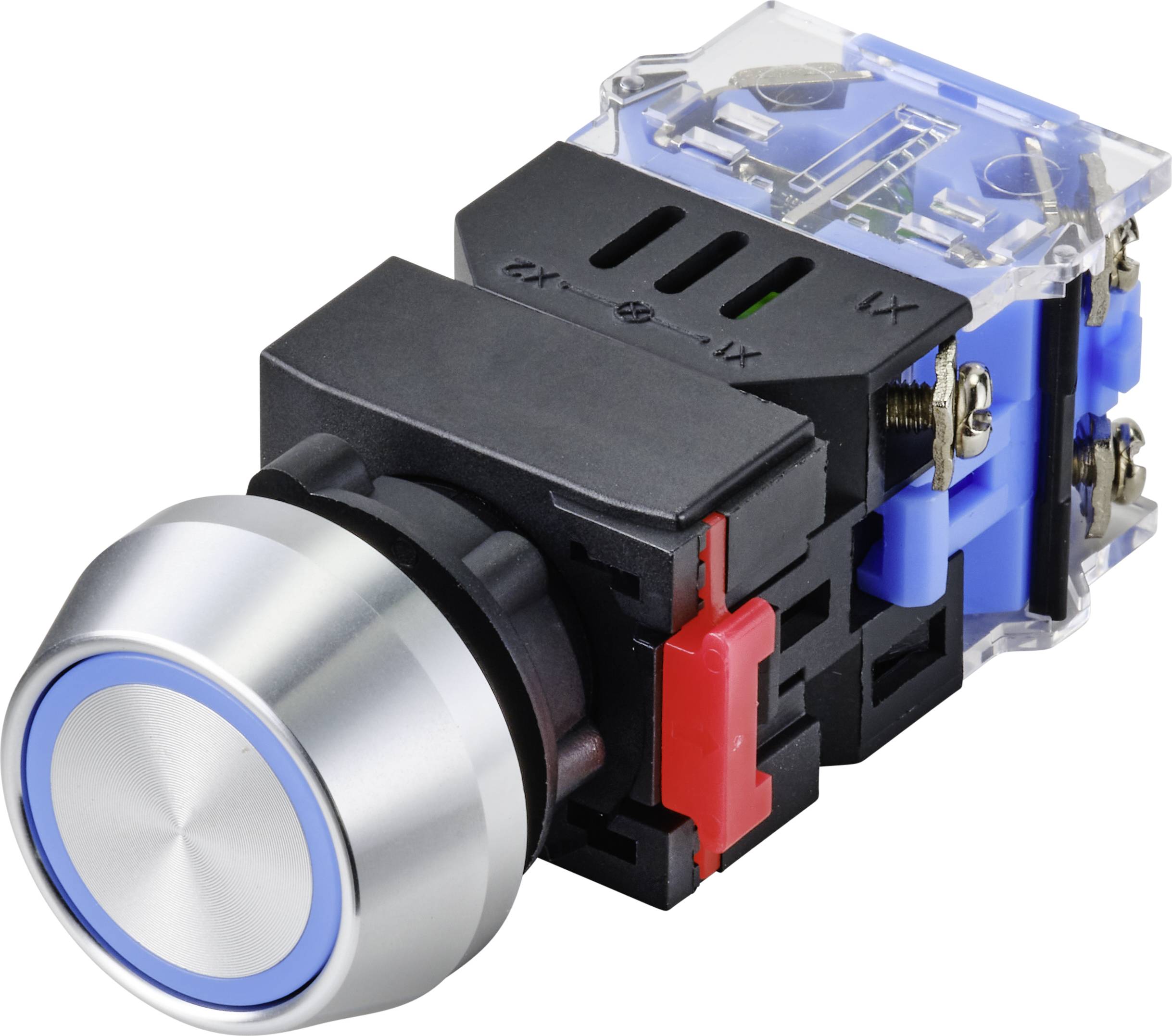 TRU COMPONENTS TC-9428152 LAS0-L-11ZEB/B/12V Druckschalter 250 V 5 A 1 x Aus/Ein rastend Blau IP40 1 St.