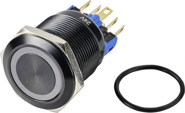 TRU COMPONENTS TC-9428220 GQ22-11ZE/B/12V/A Drucktaster 250 V/AC 3 A 1 x Aus/Ein rastend Blau IP65 1 St.