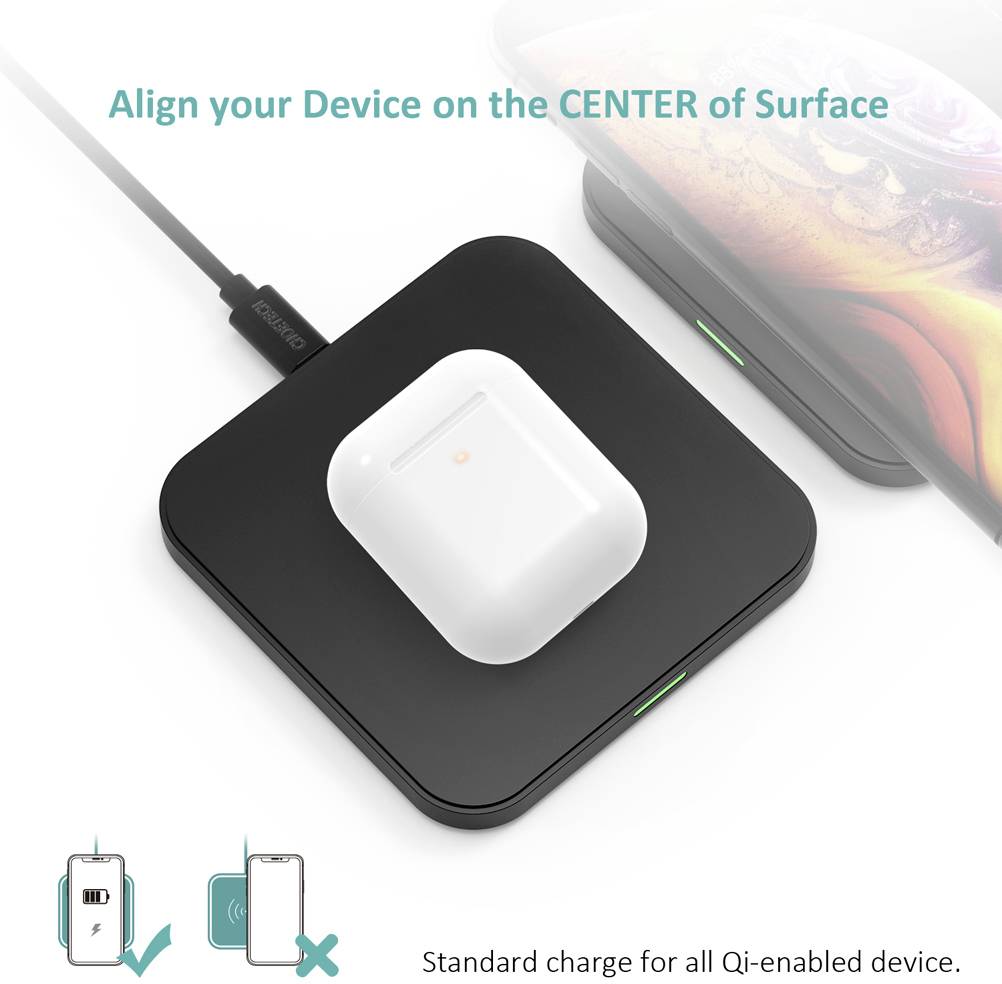 Choetech Qi Wireless Charger 10W Ladegerät für Kopfhörer Telefon schwarz-8