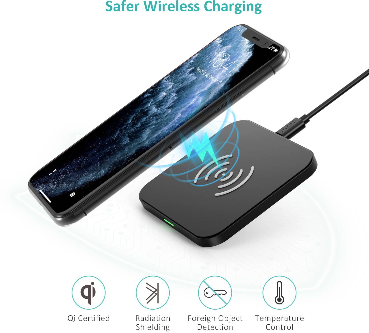Choetech Qi Wireless Charger 10W Ladegerät für Kopfhörer Telefon schwarz-19