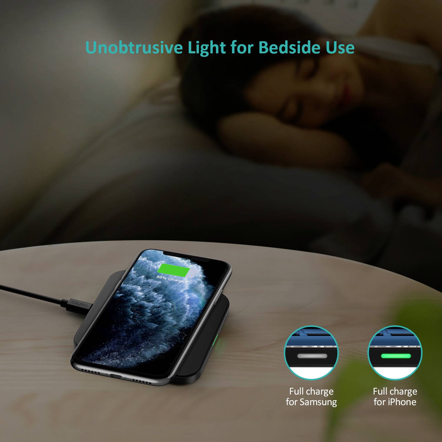 Choetech Qi Wireless Charger 10W Ladegerät für Kopfhörer Telefon schwarz-20