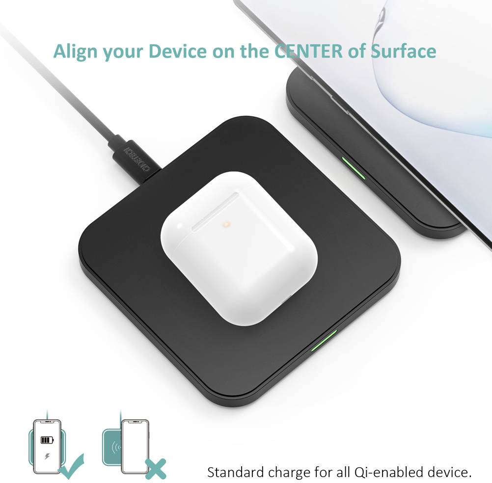 Choetech Qi Wireless Charger 10W Ladegerät für Kopfhörer Telefon schwarz-21