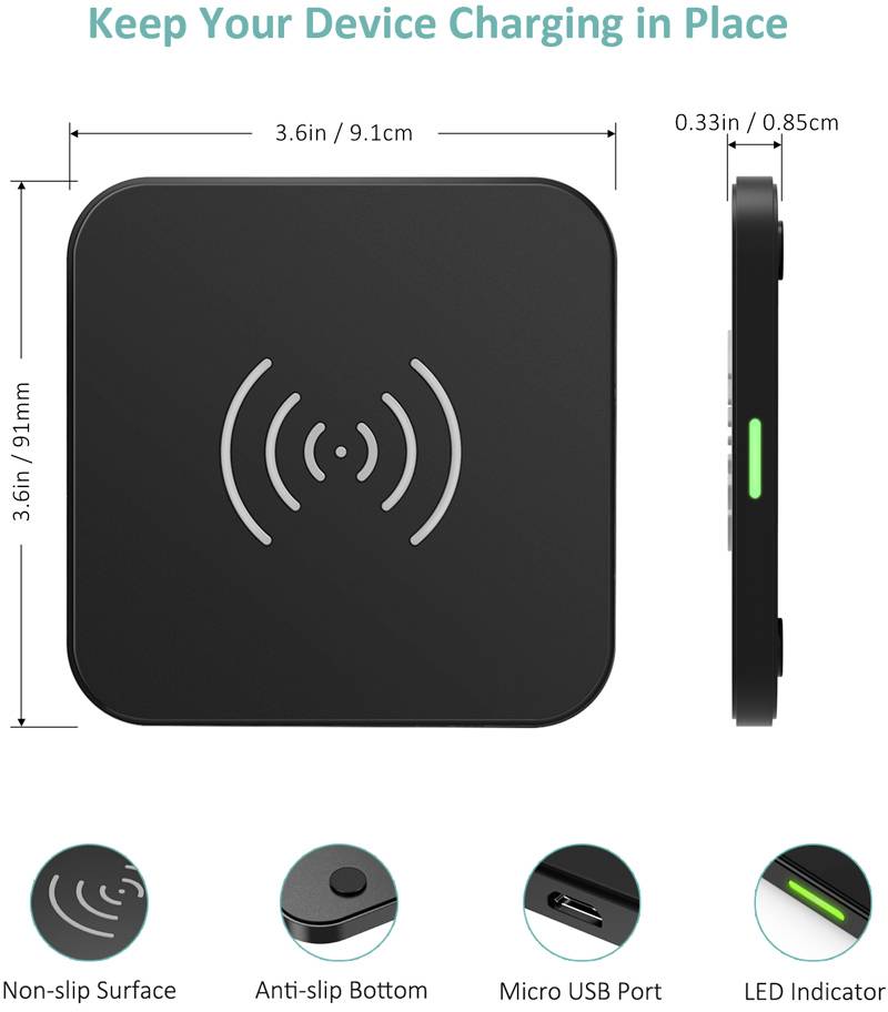 Choetech Qi Wireless Charger 10W Ladegerät für Kopfhörer Telefon schwarz-24