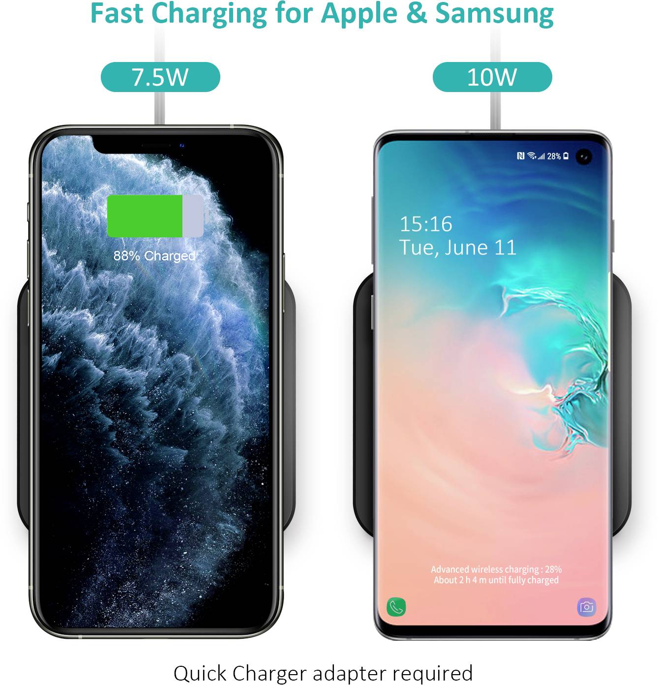 Choetech Qi Wireless Charger 10W Ladegerät für Kopfhörer Telefon schwarz-26