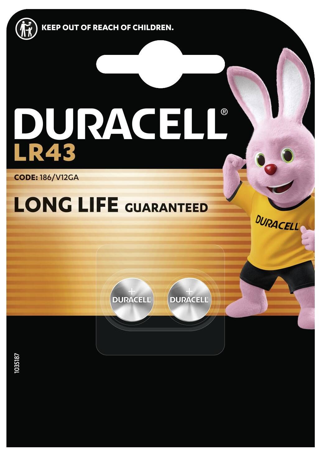 Duracell Knopfzelle LR43 1.5 V 2 St. 73 mAh Alkali-Mangan AG12-0