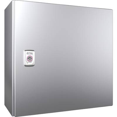 Metallischer Schaltschrank mit firmenspezifischem Logo und Verriegelung. Geeignet zur Montage von elektrischen Komponenten und Schutz vor Umwelteinflüssen.