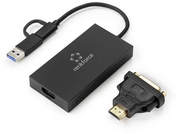 Renkforce Externe Grafikkarte      DDR3-RAM   USB-A, USB-C® (USB 3.2 Gen 1), HDMI®, DVI