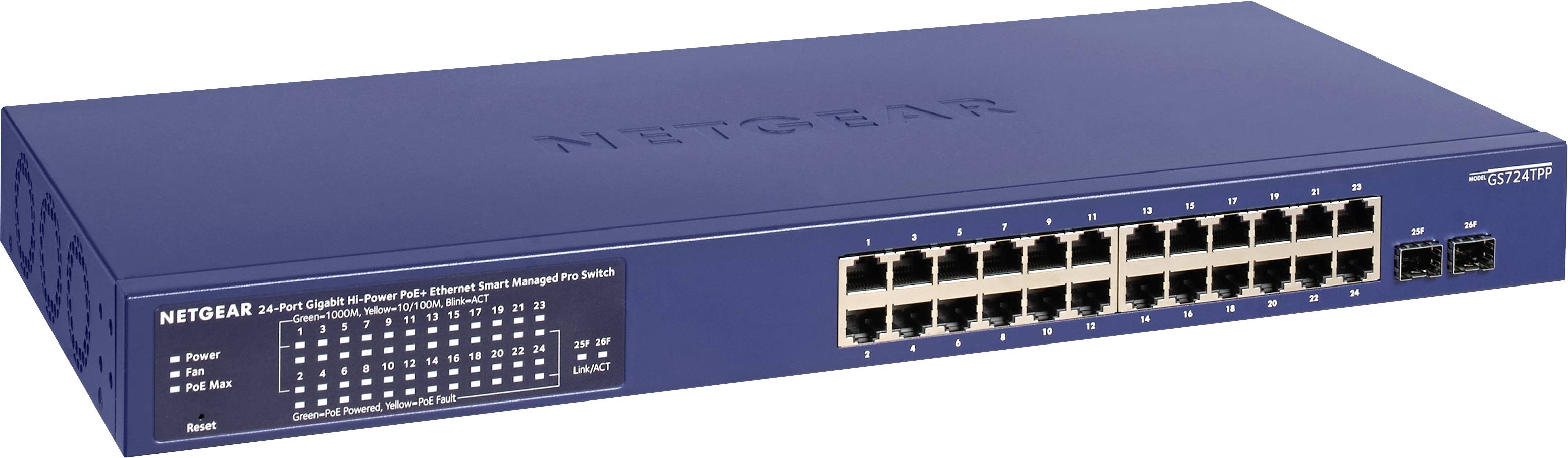 NETGEAR 24-Port Gb Hochleistungs PoE+ Smart Managed Pro Switch 2 SFP Ports Insight managed