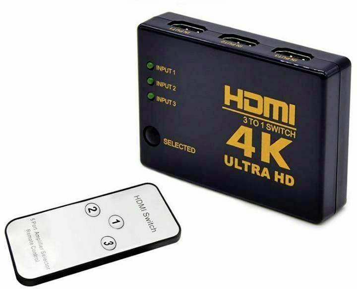 NONAME 3 Port HDMI-Switch mit Fernbedienung, 3D-Wiedergabe möglich 3840 x 2160 Pixel
