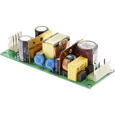 Eine Leiterplatte mit verschiedenen elektronischen Komponenten wie Kondensatoren, Spulen und Widerständen, montiert auf einer grünen Platte.