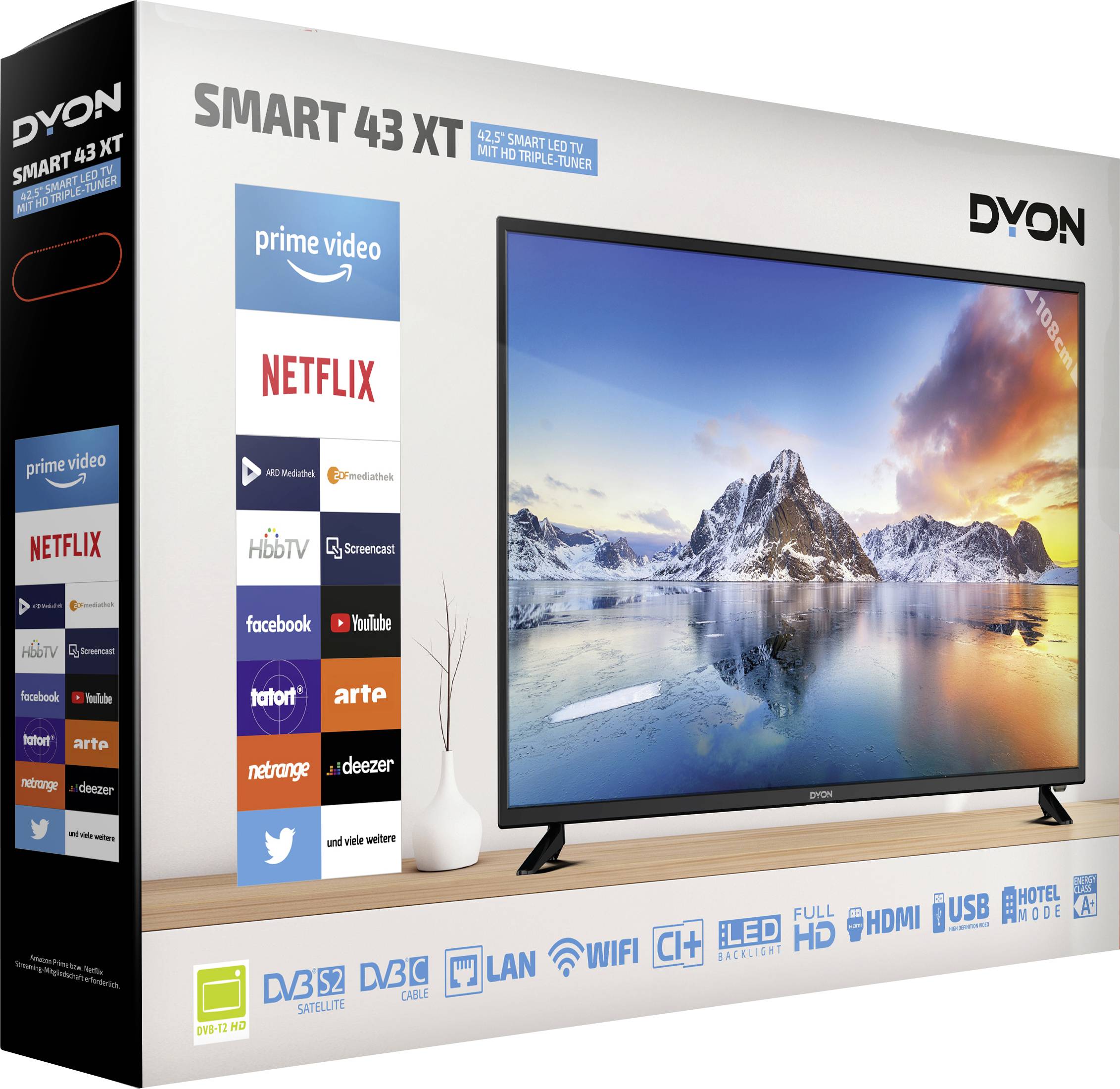 Dyon Smart 43 XT LED-TV 109.2 cm 43 Zoll EEK G (A - G) DVB-T2, DVB-C, DVB-S, Full HD, Smart TV, WLAN, CI+ Schwarz-2