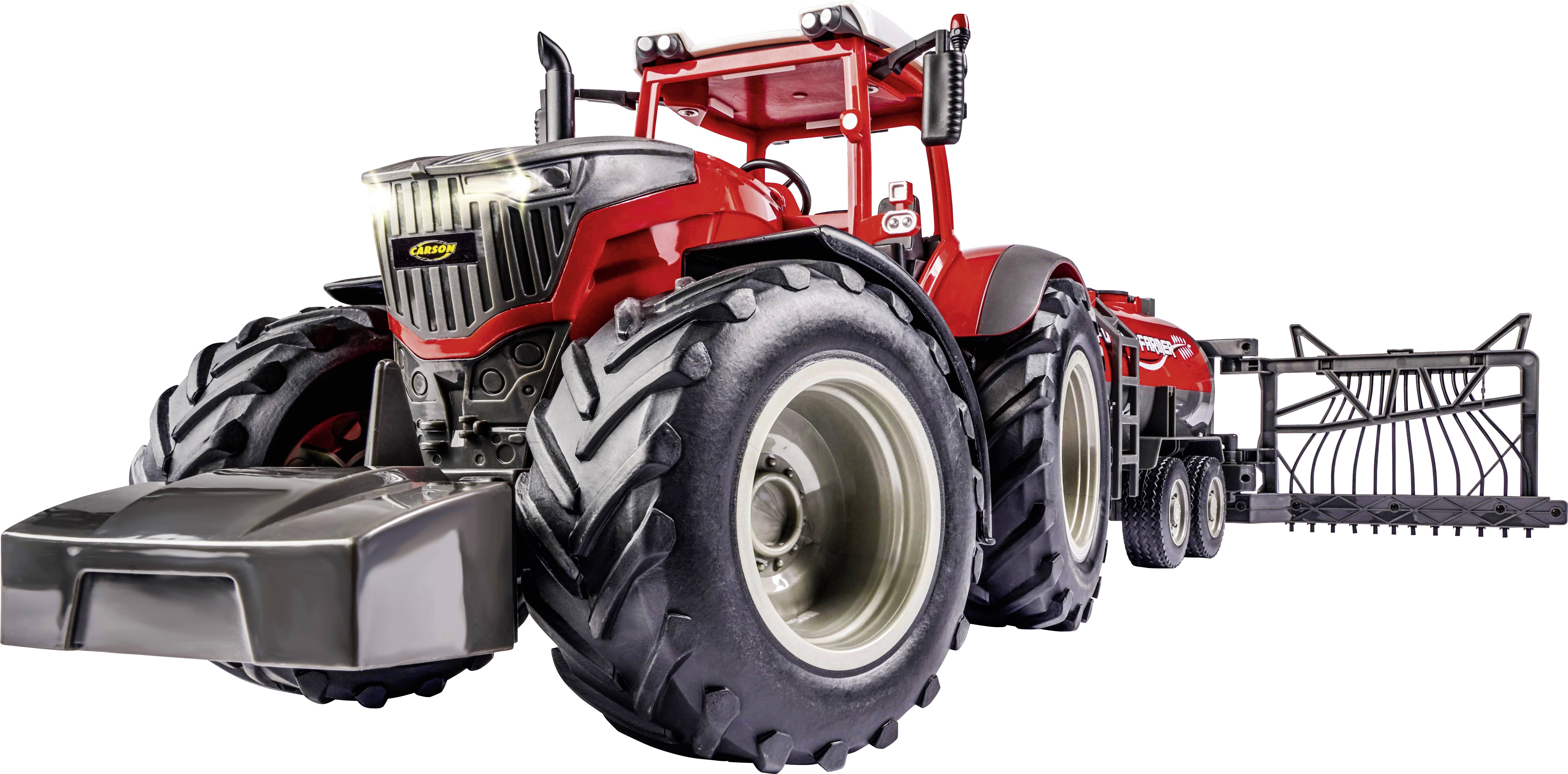 Carson Modellsport 907345 RC Traktor mit Tankwagen 1:16 RC Funktionsmodell Elektro Landwirtschaftsfahrzeug inkl. Akku, Ladegerät und Senderbatterien