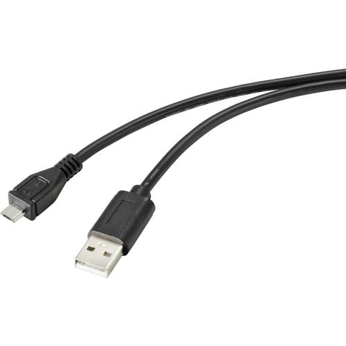 Renkforce USB-Kabel USB 2.0 USB-A Stecker, USB-Micro-B Stecker 2.00 m Schwarz mit antimikrobieller Oberfläche RF-4716836