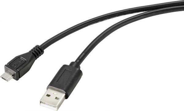 Renkforce USB-Kabel USB 2.0 USB-A Stecker, USB-Micro-B Stecker 2.00 m Schwarz mit antimikrobieller Oberfläche RF-4716836