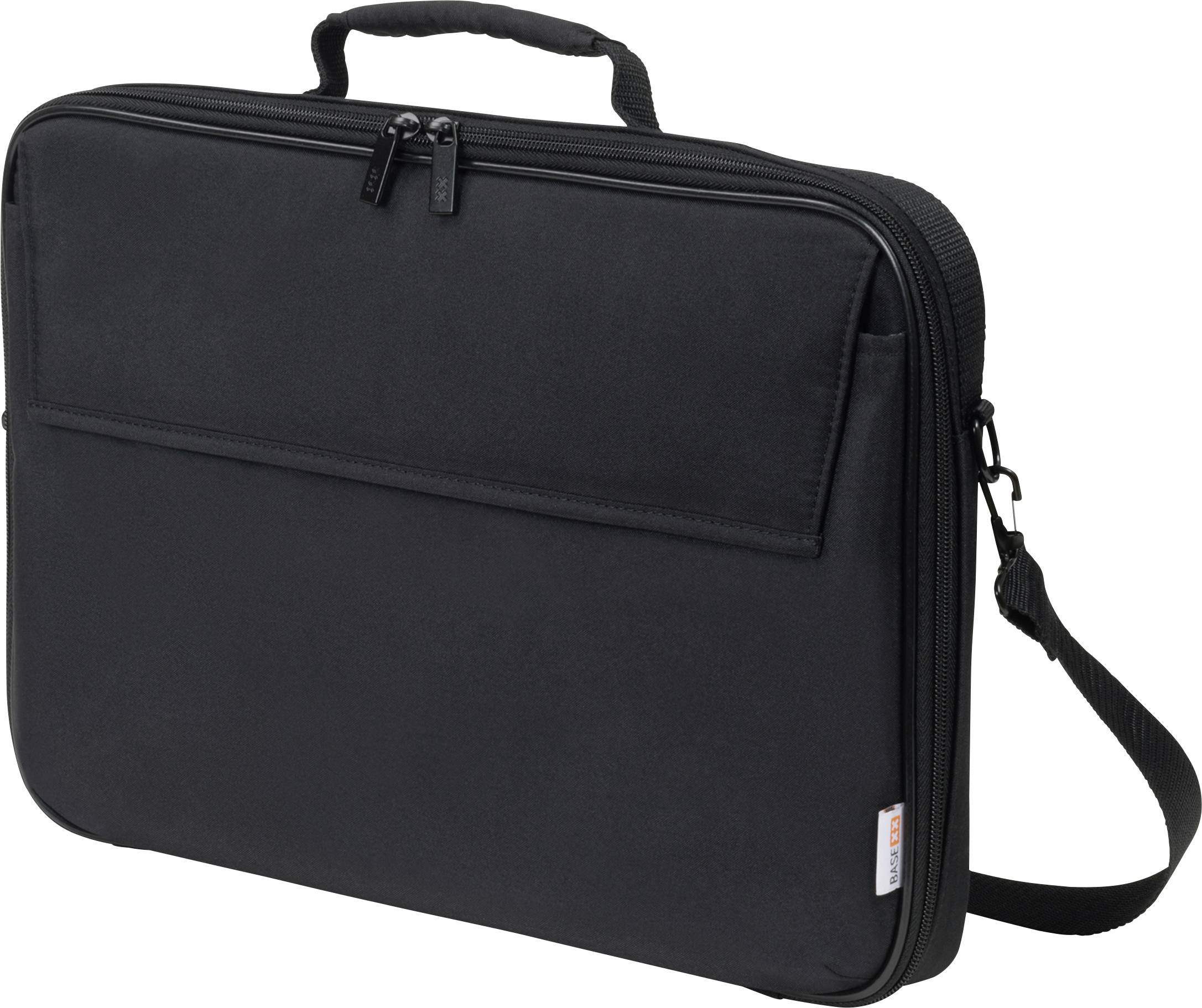 'Slimm schwarz' Laptoptasche mit Reißverschluss, verstellbarem Trageriemen und oberem Griff. Ideal für den Transport von Laptops.