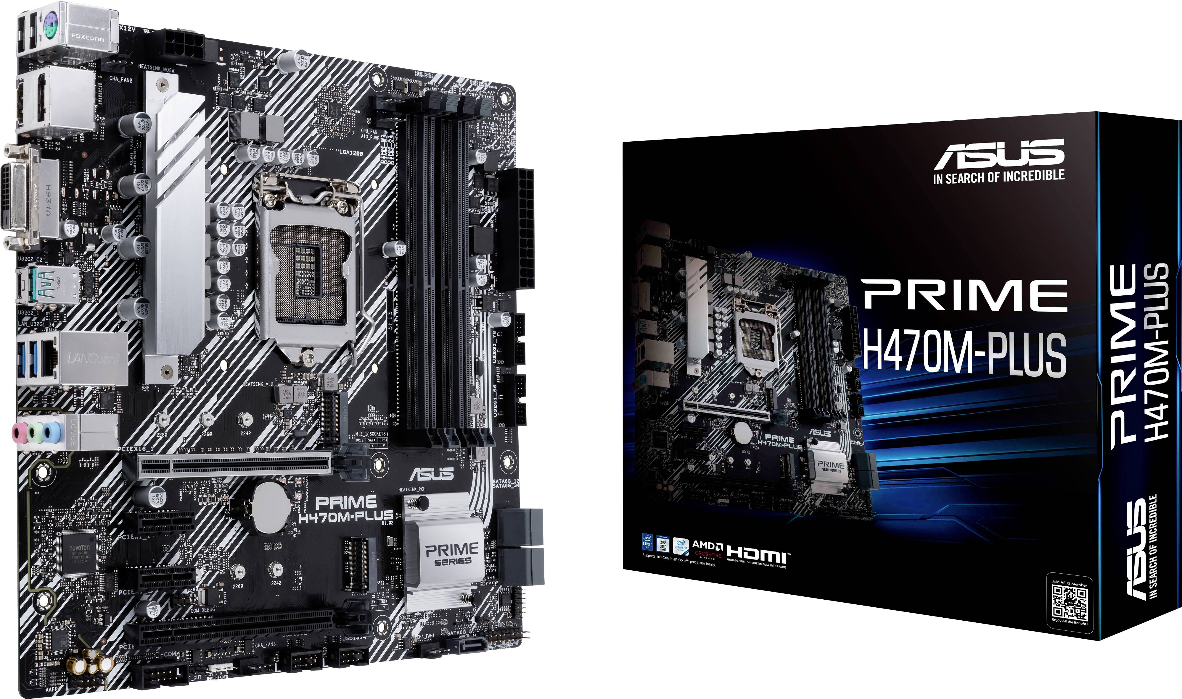 ASUS PRIME H470M-PLUS - Motherboard - micro ATX - LGA1200-Sockel - H470 - USB-C Gen2, USB 3.2 Gen 1, USB 3.2 Gen 2