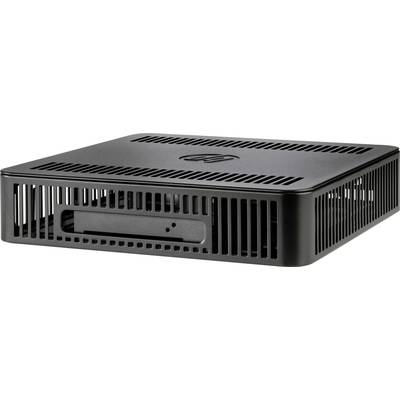 Schwarzer Mini-Computer mit Lüftungsschlitzen an den Seiten, kompakte Form, Logo auf der Oberseite, geeignet für platzsparende Anwendungen.