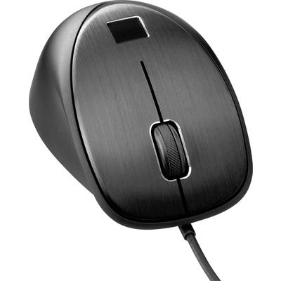 HP Maus USB Laser Schwarz 3 Tasten 1600 dpi Fingerabdruckleser