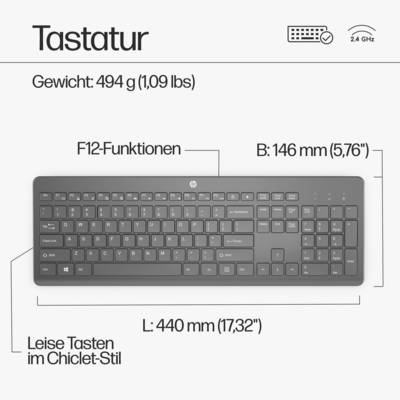 HP 230 WL Kabellos Tastatur, Maus-Set Deutsch, QWERTZ-3