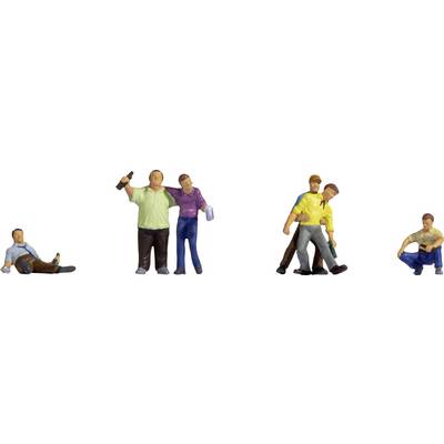 Miniaturfiguren, die unterschiedliche Stadien von Alkoholkonsum und dessen Auswirkungen darstellen.