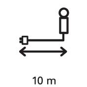 'Abschleppvorrichtung': Ein Symbol für Abschleppvorrichtung mit einem Abstand von 10 Metern dargestellt.