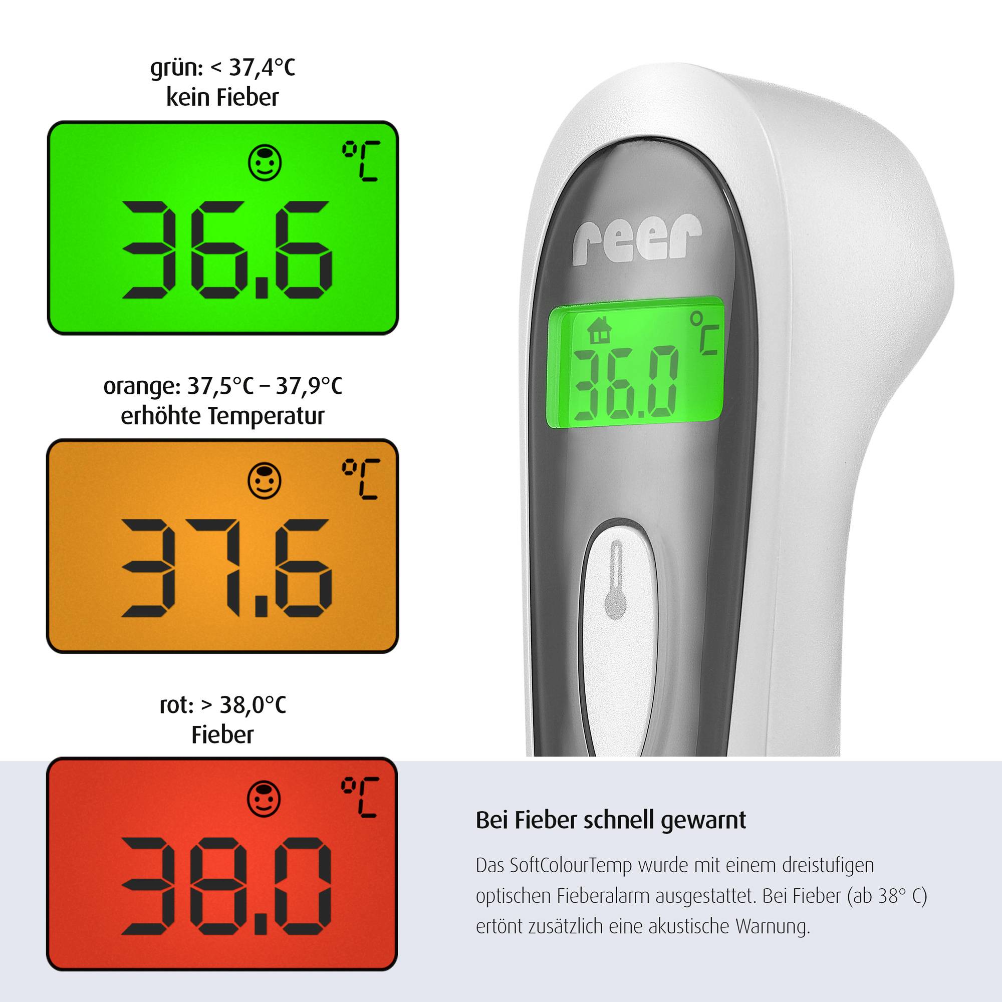 REER Colour SoftTemp Infrarot Fieberthermometer Berührungsloses messen-17