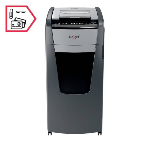 Rexel Optimum AutoFeed+ 600X Aktenvernichter 600 Blatt Mikroschnitt 4 x 36 mm P-4 110 l Vernichtet auch Büroklammern, He-9
