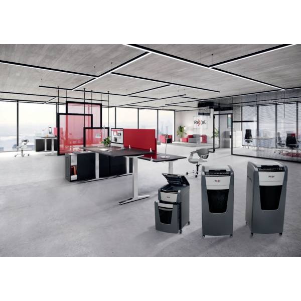 Rexel Optimum AutoFeed+ 600X Aktenvernichter 600 Blatt Mikroschnitt 4 x 36 mm P-4 110 l Vernichtet auch Büroklammern, He-6