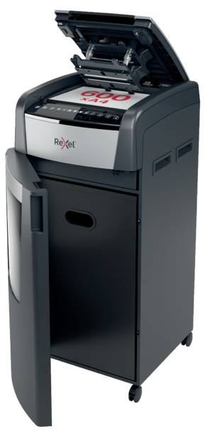 Rexel Optimum AutoFeed+ 600X Aktenvernichter 600 Blatt Mikroschnitt 4 x 36 mm P-4 110 l Vernichtet auch Büroklammern, He-1