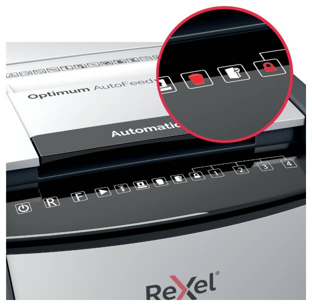 Rexel Optimum AutoFeed+ 600X Aktenvernichter 600 Blatt Mikroschnitt 4 x 36 mm P-4 110 l Vernichtet auch Büroklammern, He-3
