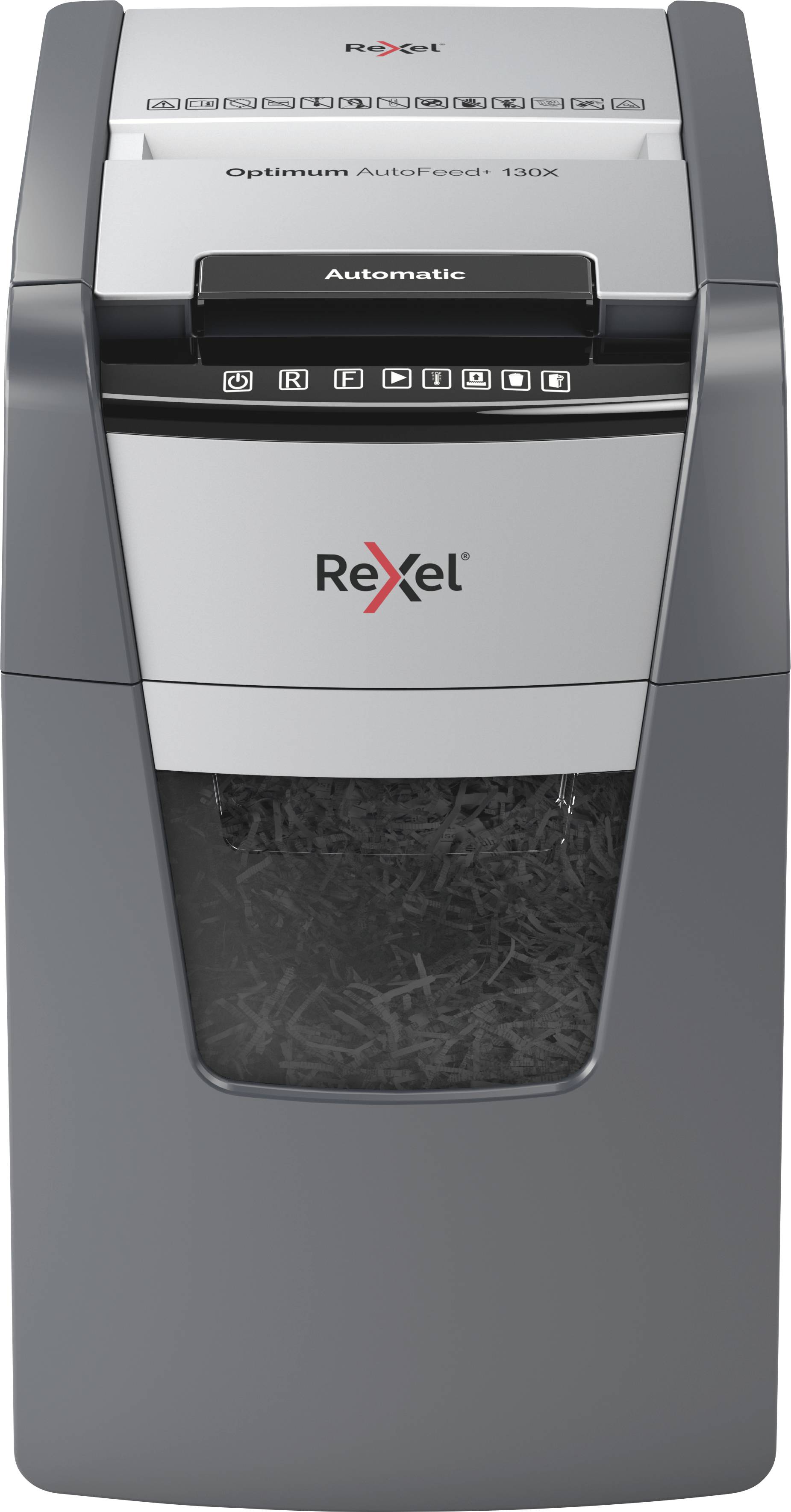 REXEL Optimum AutoFeed+ 130X Aktenvernichter Partikelschnitt 4 x 28 mm 44 l Blattanzahl (max.):