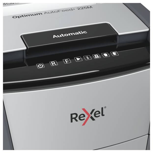 Rexel Optimum AutoFeed+ 225M Aktenvernichter 225 Blatt Mikroschnitt 2 x 15 mm P-5 60 l Vernichtet auch Büroklammern, Hef-2