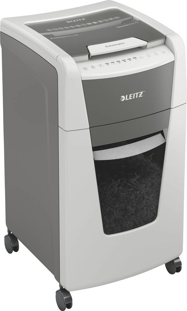 Leitz IQ Office 300 Autofeed P5 Aktenvernichter 300 Blatt Mikroschnitt 2 x 15 mm P-5 60 l Vernichtet auch Büroklammern, Heftklammern, Kreditkarte