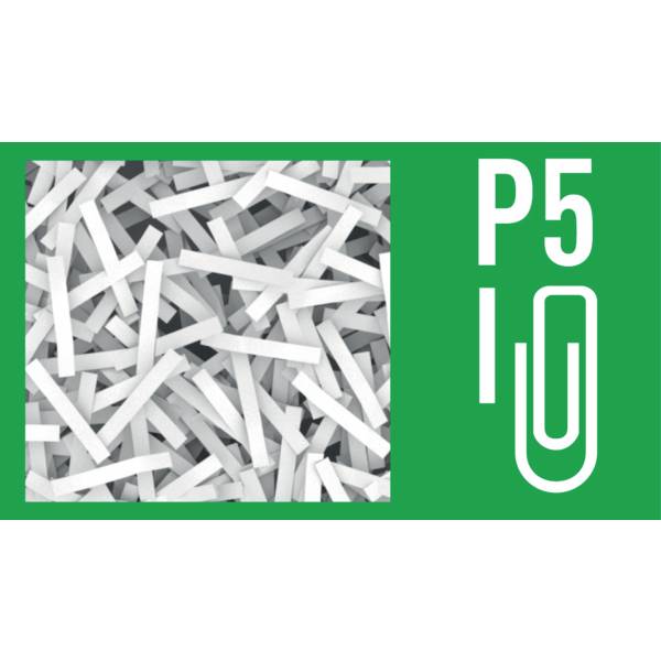Eine Vielzahl von weißen Papierschnipseln auf grünem Hintergrund. Rechts neben dem Bild steht 'P5' und ein Büroklammer-Symbol.