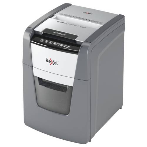 Rexel Optimum AutoFeed+ 100M Aktenvernichter 100 Blatt Mikroschnitt 2 x 15 mm P-5 34 l Vernichtet auch Büroklammern, Hef...