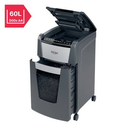 Rexel Optimum AutoFeed+ 300X Aktenvernichter 300 Blatt Mikroschnitt 4 x 25 mm P-4 60 l Vernichtet auch Büroklammern, Hef-11