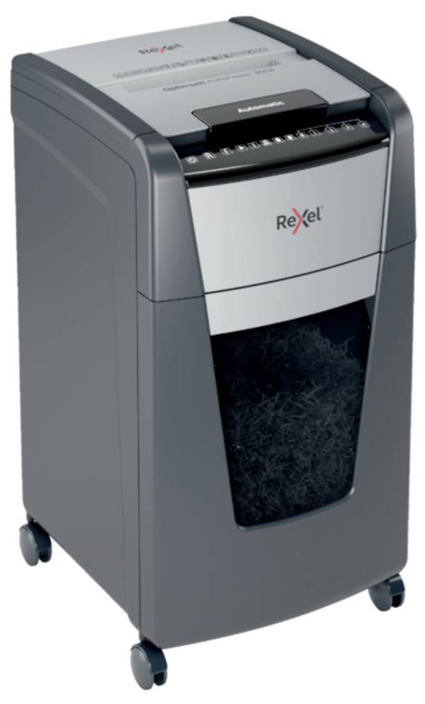 Rexel Optimum AutoFeed+ 300X Aktenvernichter 300 Blatt Mikroschnitt 4 x 25 mm P-4 60 l Vernichtet auch Büroklammern, Heftklammern, Kreditkarte