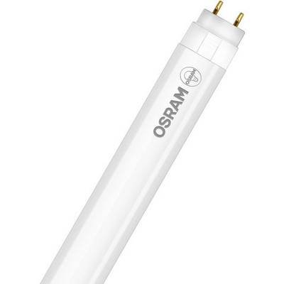 Eine weiße Osram Leuchtstoffröhre mit zwei Metallstiften an einem Ende und dem Osram-Logo auf der Oberfläche.