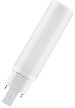 Eine weiße, zylindrische LED-Lampe mit zwei Steckkontakten. Sie ist für den Einsatz in Leuchten mit passender Fassung konzipiert.