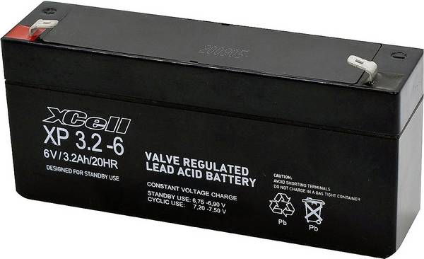 XCell XP 3.2 - 6 XCEXP3.26 Bleiakku 6 V 3.2 Ah Blei-Vlies (AGM) (B x H x T) 134 x 67 x 35 mm Flachstecker 4.8 mm Wartungsfrei