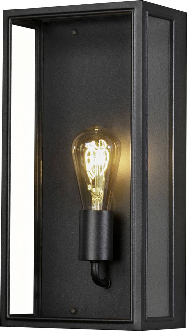 Konstsmide Carpi 7349-750 Außenwandleuchte, Wandleuchte Energiesparlampe, Glühlampe, LED E27 Schwarz