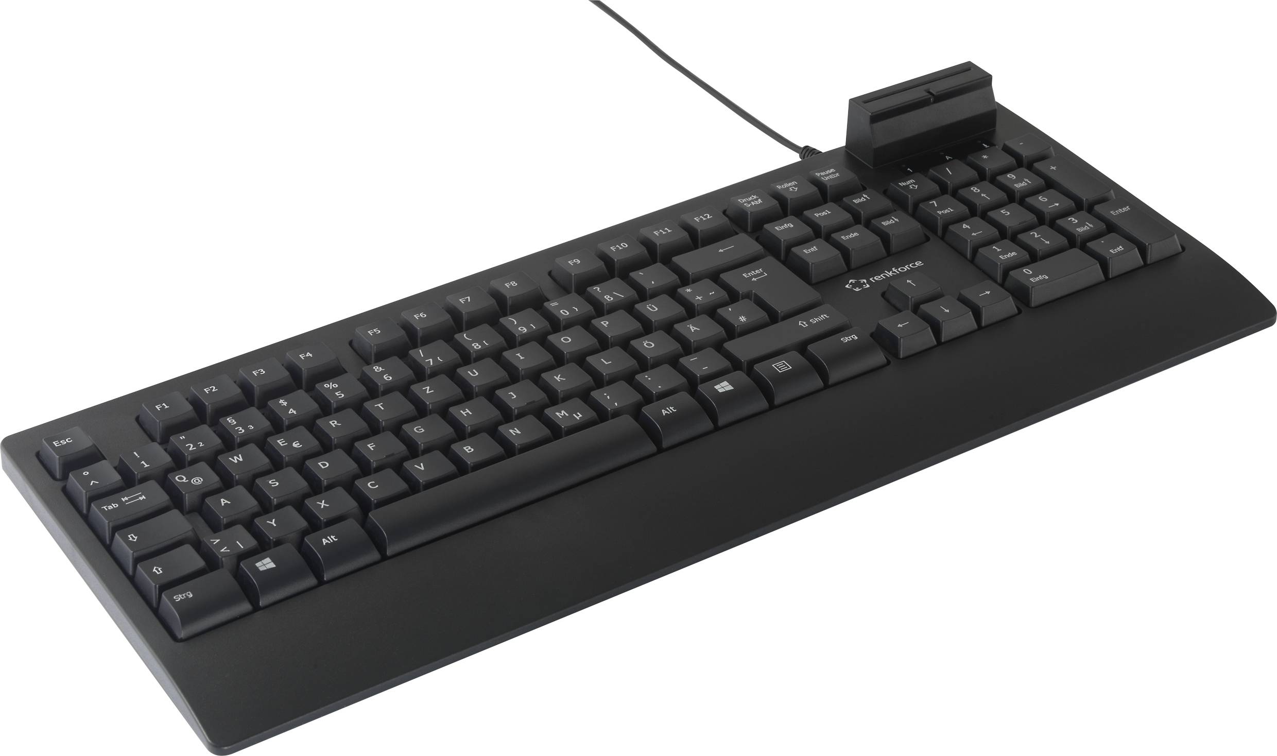 Renkforce RF-CKB-200 USB Tastatur Deutsch, QWERTZ Schwarz Chipkarten-Leser