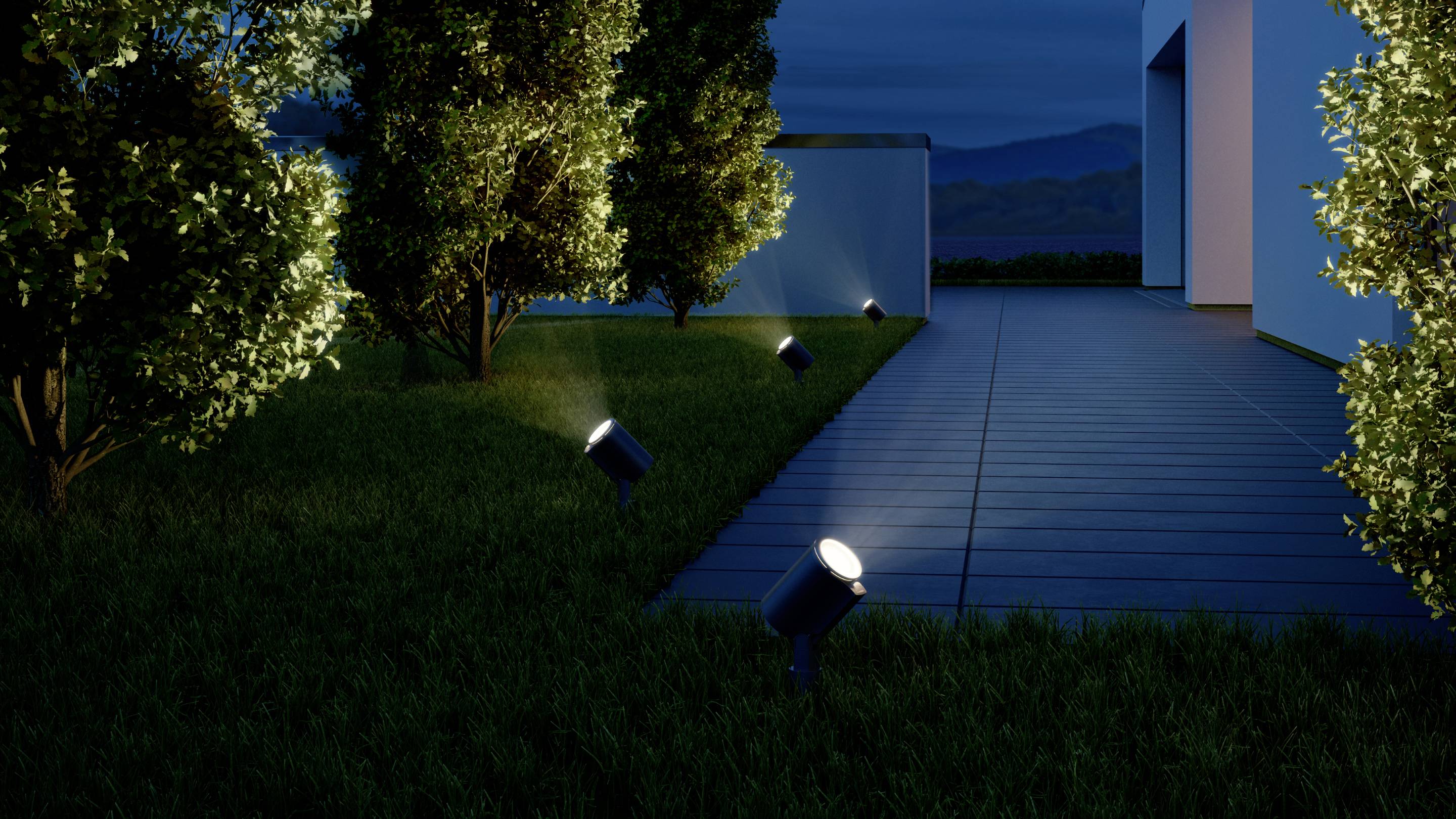 Projecteur d'extérieur à LED avec piquet de terre pour fixation dans le jardin