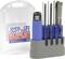 'Tamiya Craft Tools R/C Tool Set' mit acht Werkzeugen, darunter verschiedene Schraubendreher, in einem grauen Halter vor einer Verpackung.