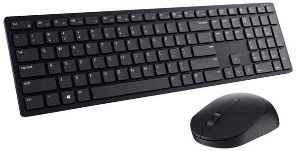 Dell Pro KM5221W Funk Tastatur, Maus-Set Geräuscharme Tasten US-Englisch, QWERTY Schwarz